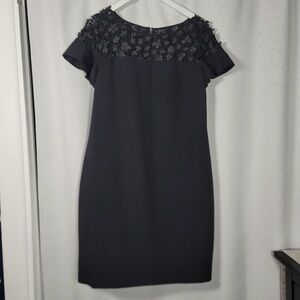 Karl Lagerfeld Black Floral Appliqué Embellished Dress